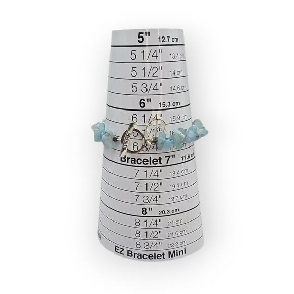 Blue Gemstone Chip Bracelet – Silver Serenity Toggle Clasp - Picture 6 of 8